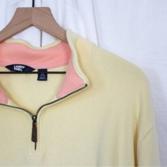 Land's End Men's Yellow Long Sleeve Quarter Zip Pullover Sweatshirt XL - Picture 4 of 9